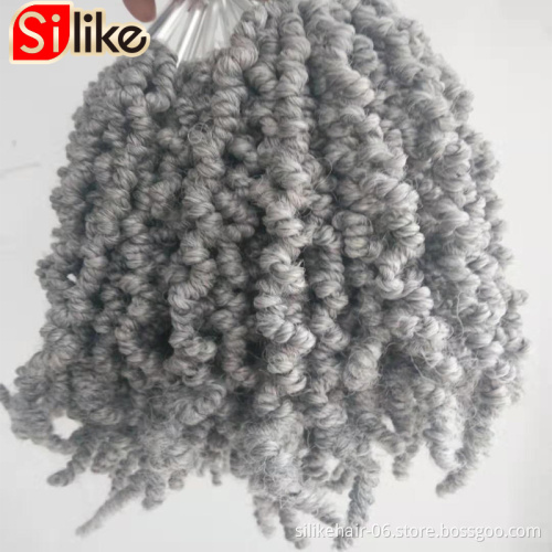 GREY Pre looped Fluffy Synthetic Bomb Spring Curly Twist Crochet Hair Fluffy Passion Twist Hair Braiding 15strands/pack